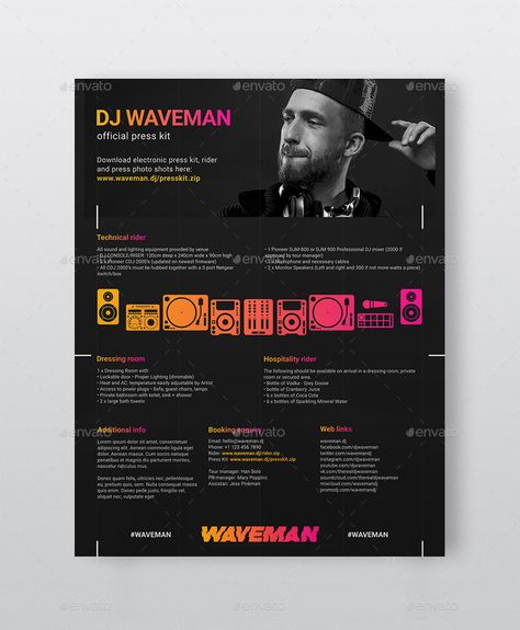 Dj Profile, Dj Press Kit, Dj Kit, Press Kit Design, Press Kit Template, Electronic Press Kit, Digital Retail, Digital Dj, Dj Logo