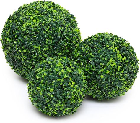 Amazon.com - Veryhome 3 Pcs Artificial Topiary Ball Plant Faux Boxwood Balls for Outdoor UV Resistant Faux Plant for Indoor Backyard, Porch, Garden, Wedding and Spring Home Decor（7”11”15”） Indoor Backyard, Plant For Indoor, Preserved Boxwood Topiary, Topiary Balls, Faux Boxwood, Boxwood Balls, Artificial Topiary, Boxwood Topiary, Artificial Boxwood