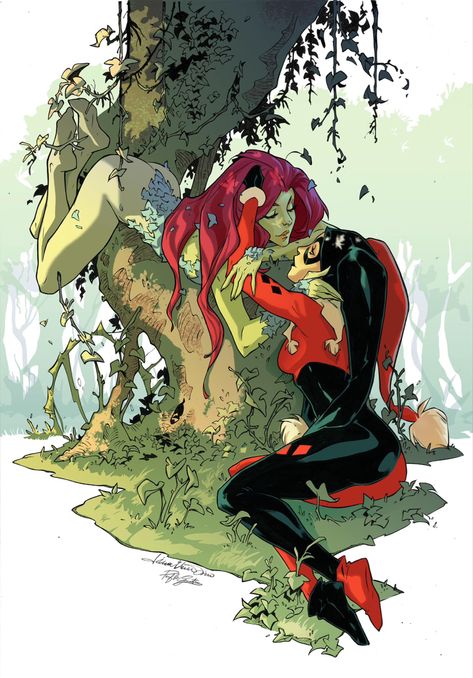 Harley Quinn X Poison Ivy, Ivy And Harley, Harley Ivy, Poison Ivy Dc Comics, Harley Quinn Artwork, Gotham Girls, Harley Quinn Comic, Lesbian Art, Harley Quinn Art