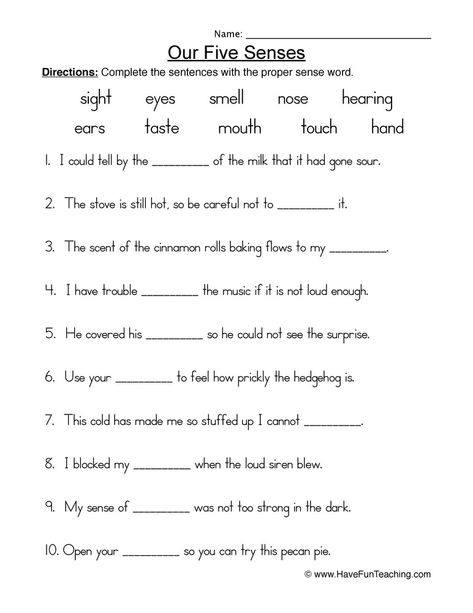 Senses Worksheets For Kids, Writing Sentences Kindergarten, Five Senses Worksheet, Human Body Worksheets, Wristband Template, Materi Bahasa Inggris, Funny Day Quotes, Nouns Worksheet, 1st Grade Writing