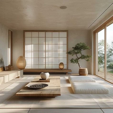 Small Tatami Room, Japandi Couch, Japandi Studio, Japanese Living Room Ideas, Japanese Dining Table, Studio Room Design, Japandi Living Room Design, Modern Japanese Homes, Living Room Design Board