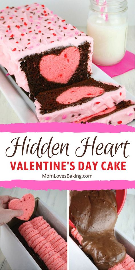 Strawberry Loaf Cake, Strawberry Heart Cake, Strawberry Loaf, Heart Shaped Strawberry, Surprise Inside Cake, Cake Surprise, One Strawberry, Chocolate Loaf, Chocolate Loaf Cake