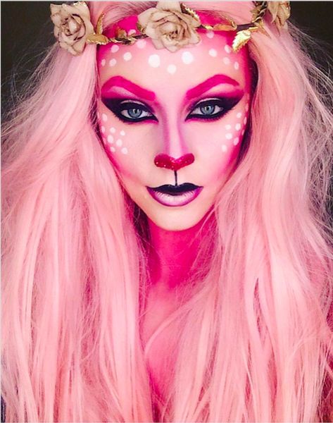 Makeup Ideas Pink, Halloween Fx, Pink Reindeer, Fantasy Make-up, Halloween Make-up Looks, Halloweenský Makeup, Interesting Characters, Drag Make-up, Play Makeup