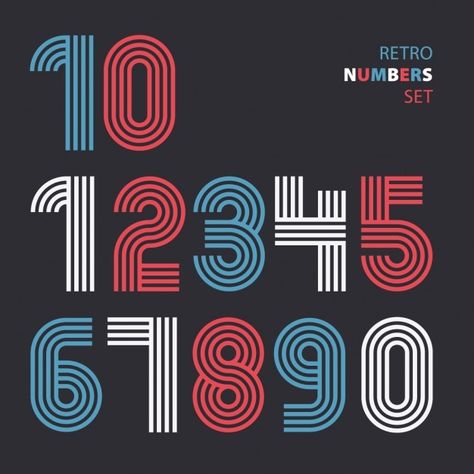 Retro numbers made with lines Free Vecto... | Free Vector #Freepik #freevector #geometric #line #retro #typography 10 Typography Number, Retro Numbers, Numbers Typography, Color Theory Art, Number Graphic, Number Fonts, School Shirt Designs, Vintage Numbers, Bottle Design Packaging