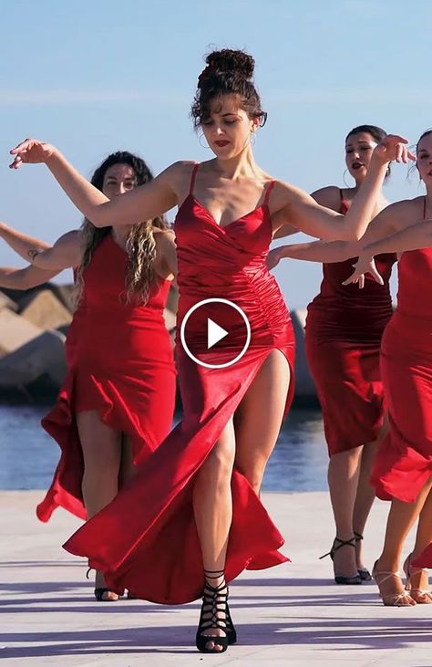 Ladies Light Up Barcelona with Fiery Cuban-Flamenco Salsa Styling Spanish Dancing Aesthetic, Flamenco Dancers Photography, Cuban Dress, Flamenco Style Dress, Cuban Salsa, Salsa Classes, Dance Salsa, Crimson Dress, Spanish Flamenco