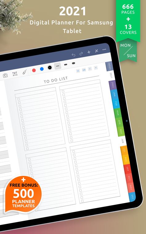 Digital Planner For Samsung Tablet template has a simple design and its structure is easy to use. Browse the selection of all-round digital planners for digital note-taking apps. You can use it with Xodo, Notability, Noteshelf and Goodnotes for your iPad or Android tablet. #digital #planner #ipad #scheduler #day Tablet Background, Weekly Budget Planner, Samsung Notes, Samsung Galaxy Tablet, Digital Weekly Planner, Planner Setup, Ultimate Planner, Weekly Planner Template, Notes Planner