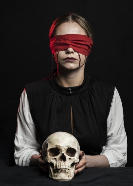 Woman with red blindfold holding skull F... | Premium Photo #Freepik #photo #background Red Blindfold, Holding Skull, Dark Art Photography, Halloween Photography, Photographie Portrait Inspiration, A Skull, Creative Portraits, Pose Reference Photo, Portrait Inspiration