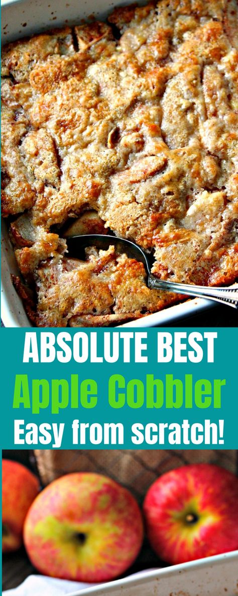 The BEST Apple Cobbler from scratch - easy deep dish dessert, loaded with fresh apples bursting with fall flavor baked with a simple cake topping. #applecobbler #easyapplecobbler #applerecipes #applepie #homemadeapplecobbler #dessert #falldesserts #agoudalife Cinnamon Apple Cobbler, Cobbler Apple, Homemade Apple Cobbler, Apple Cobbler Easy, Baking Fall, Cobbler Recipes Easy, Apple Cobbler Recipe, Cobbler Easy, Cobbler Topping