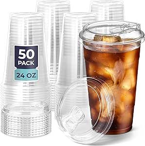 Coffee Cup Disposable, Smoothie Party, Plastic Coffee Cups, Clear Plastic Cups, Cups With Lids, Clear Cups, Drink Containers, Homemade Drinks, Iced Latte