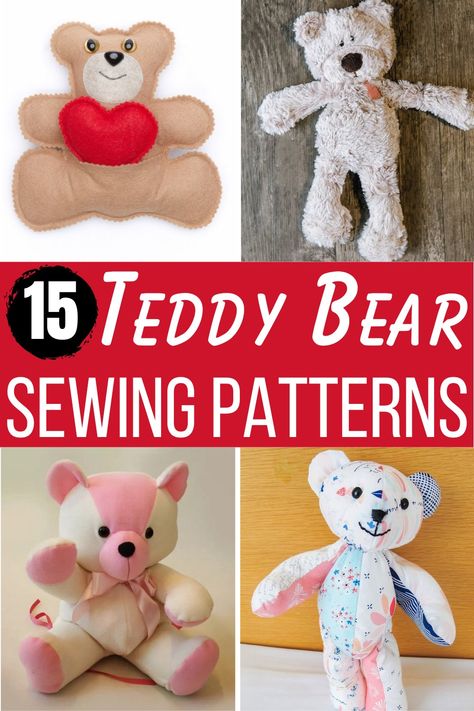 15 Free Teddy Bear Sewing Patterns - DIY Crafts Patchwork Bear Pattern Free, Free Teddy Bear Pattern Sewing, Diy Teddy Bear Pattern, Teddy Bear Sewing Pattern Free Printable, Bear Sewing Pattern Free, Free Teddy Bear Patterns, Easy Teddy Bear Pattern, Teddy Bear Pattern Free Printable, Bear Patterns Free Sewing