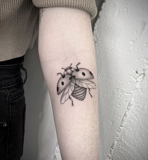 Ladybug Tattoo Ideas, Ladybug Tattoos, Teacup Tattoo, Ladybug Tattoo, Stick Poke Tattoo, Create A Tattoo, Lady Bug Tattoo, Bug Tattoo, Insect Tattoo