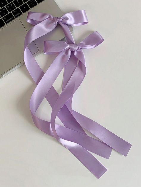 2pcs Women's Simple And Fashionable Bowknot Hair Clip, Elegant Ballet Style Hair Tie, Sweet And Cute Back Head Hair Accessories, Hair Decoration, Hairpin, Alligator Hair Clip With Ribbon, Fairy Braided Headband, Suitable For Daily Use, Extra LongI discovered amazing products on SHEIN.com, come check them out! Halloween Purple, Alligator Hair Clip, Multi Colored Hair, Ballet Style, Ribbon Headbands, Purple Bows, Ballet Fashion, Braided Headband, Head Hair