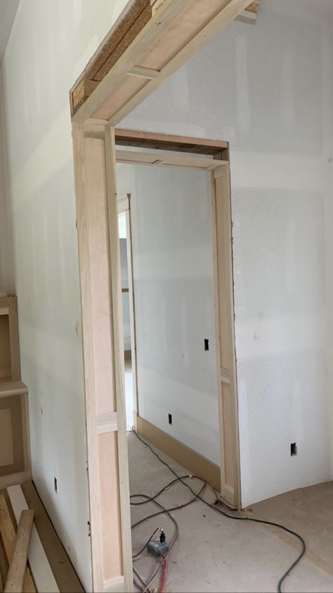 Cased Opening Molding, Doorway Molding Ideas, Wood Cased Opening, Cased Opening Trim, Craftsman Molding And Trim, Doorway Casing, Cased Openings Between Rooms, Doorway Trim Ideas, Door Casing Ideas