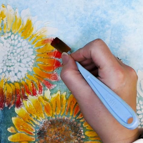 How to use Pan Pastels - Hop-A-Long Studio Pastel Tips, Sunflower Stencil, Pan Pastel, Pan Pastels, Modeling Paste, Blue Gel, Art Pencils, Art Stuff, Being Used