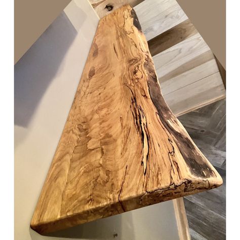 Stunningly unique authentic live edge spalted or ambrosia maple floating shelves are functional and gorgeous. These natural live edge hardwood maple ledges can also be used as a floating bookshelf or floating mantel. Gorgeous spalting or wormy ambrosia with complementary natural grain coloration of gray and peach. These wood shelves are custom, handcrafted, and made-to-order. They all have their own beautiful and unique character, and will always be created from kiln-dried maple with either ... Floating Mantle, Walnut Floating Shelves, Live Edge Shelves, Wood Floating Shelf, Floating Bookshelf, Floating Mantel, Floating Shelf Brackets, Spalted Maple, Wall Bookshelves