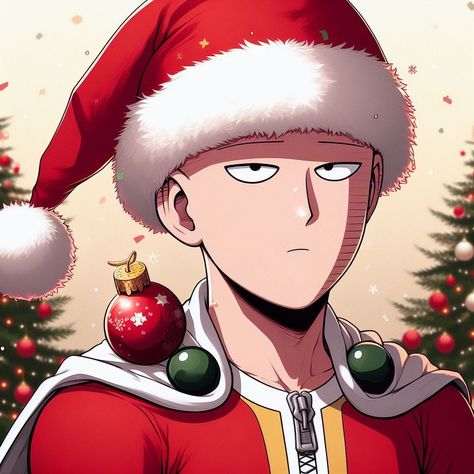 Merry Christmas Anime Art, One Punch Man Christmas, Saitama Christmas, Merry Christmas Anime, Anime Santa, Saitama One Punch, Saitama One Punch Man, Santa Outfit, Christmas Style