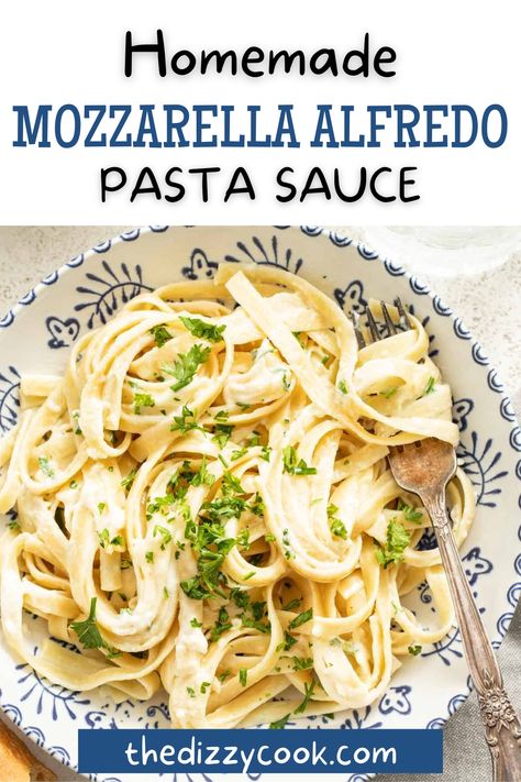 Alfredo With Mozzarella Cheese, Mozzarella Sauce Creamy, Semi Homemade Alfredo Sauce, Alfredo Sauce With Mozzarella Cheese, Alfredo Sauce Recipe With Mozzarella, Pasta Sauce With Mozzarella Cheese, Alfredo Sauce Recipe Without Parmesan, Easy Pasta Recipes With Cream Cheese, Small Batch Alfredo Sauce