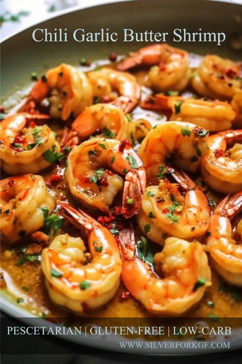 Experience the perfect blend of heat and flavor with our Wholesome Chili Garlic Butter Shrimp. Cooked in a luscious mixture of garlic, chili, and butter, these shrimp make a delectable, nutritious dish that aligns with the principles of the Whole Health Flexi-Plan. Ready in just 20 minutes, this is the perfect quick and easy meal that doesn't compromise on taste or health benefits. Chili Garlic Butter Shrimp, Spicy Garlic Butter Shrimp, Butter Sauce For Shrimp, Chili Shrimp Recipe, Chili Garlic Shrimp Recipe, Chili Garlic Shrimp, Lemon Butter Shrimp, Shrimp Dinners, Gf Ideas