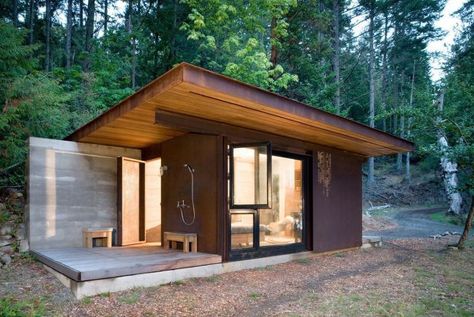 Small Cabin In The Woods, Steel Cladding, Tiny Cabin, Small Cabin, Cabin In The Woods, Modern Cabin, Cabins And Cottages, Cabin Life, Cabin Homes