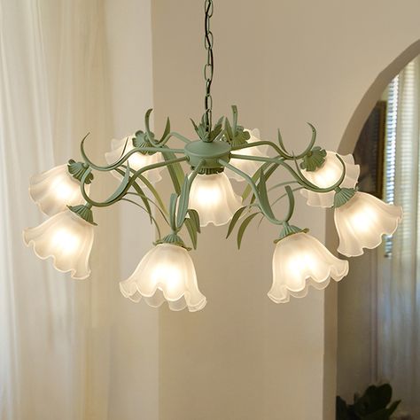 French Creative Lily of the Valley Flower Chandelier Retro PendaLight Unique Living Room Decor, Cute Lights, Nordic Restaurant, Led Flower, Flower Chandelier, Large Pendant Lighting, Ceiling Light Design, Chandelier Bedroom, Home Modern