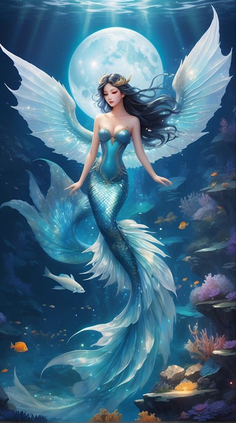 Anime Mermaid, Mermaid Artwork, Mermaid Wallpapers, Fantasy Mermaids, Beautiful Butterflies Art, Mermaid Pictures, Fairy Pictures, Fairy Artwork, Beautiful Art Pictures