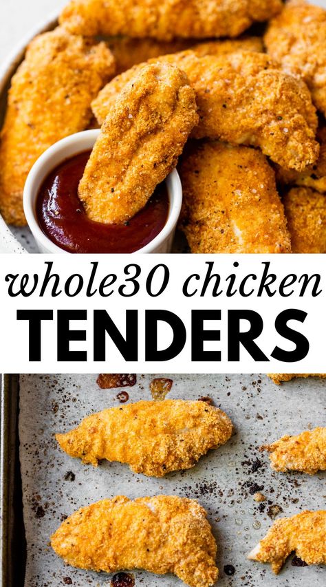 Healthy Whole30 Dinner Recipes, Clean Eating Chicken Tenders, Paleo Kid Friendly Recipes, Whole 30 Supper Ideas, Gluten Free Breaded Chicken Tenders, Healthy Dinner Recipes Paleo, Paleo Weeknight Dinners, Whole 30 Meals Easy, Whole 30 Compliant Snacks