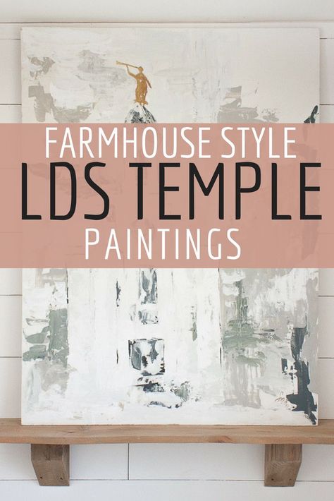 Check out these amazing LDS temple paintings done by Sara Syrett of Twelve On Main.  Such soothing colors!  Love the abstract style! #farmhouse #temples #lds #ldstemple #templepaintings #TwelveOnMain #homedecor Lds Home Decor Ideas, Lds Wall Art, Lds Home Decor, Shelves Room Decor, Lds Decor, Wall Paint Colour Combination, Room Wall Paint, Temples Lds, Temple Artwork