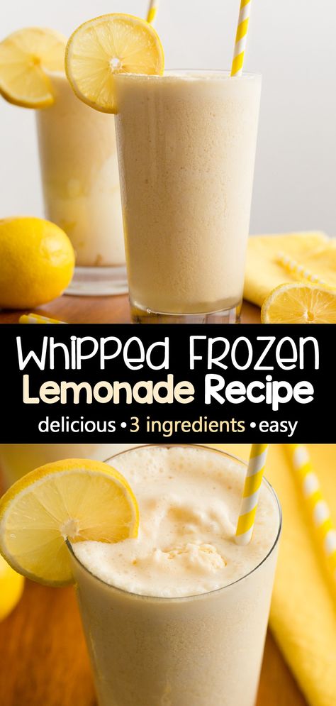 3 Ingredient Whipped Frozen Lemonade Recipe Smoothies With Lemonade, Homemade Frosted Lemonade, Frozen Lemonade Drinks, Frozen Blueberry Lemonade, Diy Frozen Lemonade, Whipped Frozen Lemonade Eating Well, Boozy Frozen Lemonade, Frozen Lemonade Concentrate Recipes, Whipped Frozen Lemonade