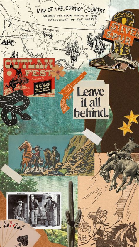 #western #cowboy #retrocowboy #retro Western Collage Wallpaper Laptop, Vintage Western Aesthetic Wallpaper, Spaghetti Western Aesthetic, Western Mood Board, Texas Wallpapers, Retro Cowboy Aesthetic, Western Collage Wallpaper, Cowboy Aesthetic Wallpaper, Cowboy Background