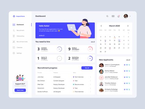 Web Dashboard Design, Crm Ui Design, Recruitment Dashboard, Dashboard Web Design, Dashboard Design Ui, Dashboard Ui Design, Admin Ui, Dashboard Interface, Student Dashboard