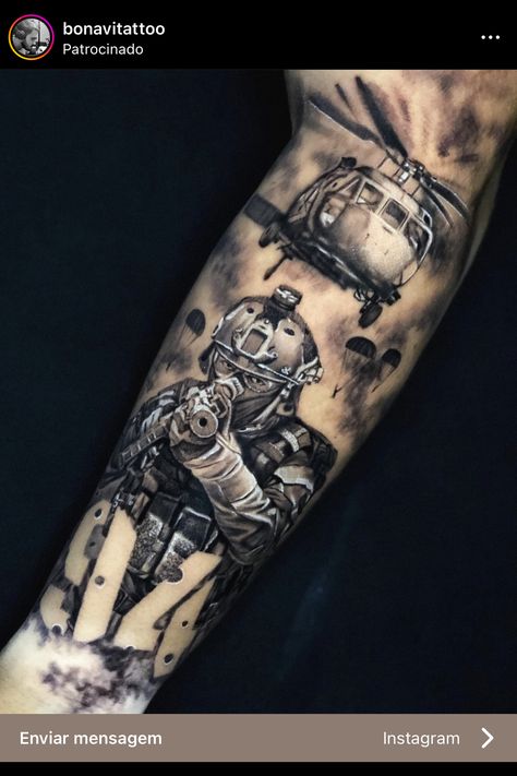 Soldier Tattoo Designs Men, Combat Engineer Tattoo, Army Tattoo Design, Call Of Duty Tattoo Ideas, Soldiers Tattoo, Special Forces Tattoo, Military Tattoos For Men, Army Tattoos For Men, Us Army Tattoos