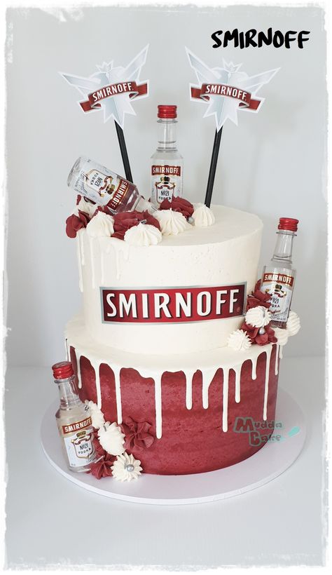 Vodka Birthday Cake Ideas, 19th Birthday Cake Ideas For Her, Smirnoff Birthday Cake, 18th Birthday Cake Alcohol, Liquor Birthday Cake, Alcohol Birthday Cake For Women, Birthday Cake With Alcohol Bottles, Alcohol Cake Ideas, Liquor Cake Ideas