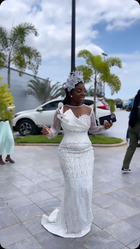 Court Wedding Styles, Simple Short Wedding Dress Elegant, Latest Wedding Gowns Bridal Collection, White Lace Gown Styles Aso Ebi, Civil Wedding Dress Courts Brides, White Lace Gown Styles, Wedding Reception Gowns For Bride, Lace Gown Styles For Ladies, Court Wedding Outfit The Bride