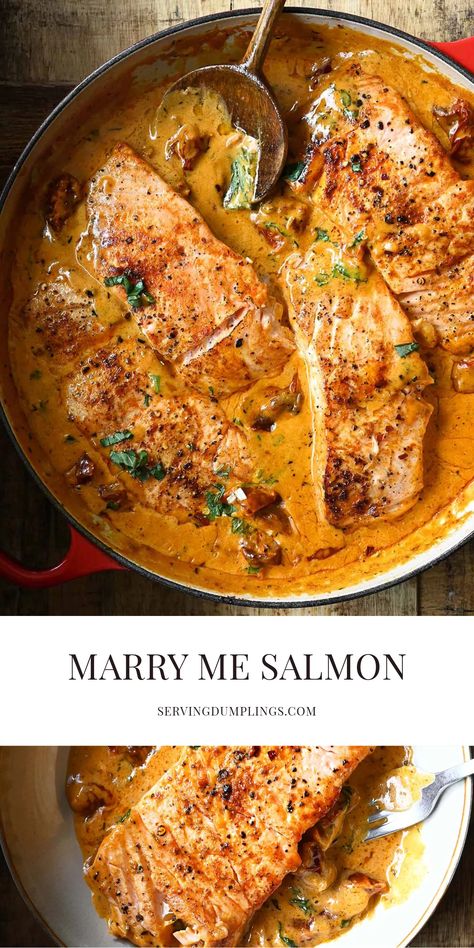 Marry Me Salmon Mary Makes It Easy Salmon, Mary Me Salmon Recipe, Italian Fish Pasta Recipes, Finish Salmon Soup, Salmon Recipes Sauce, What To Cook With Salmon, Quick And Easy Dinner Recipes Salmon, Mashed Potatoes And Salmon, Romantic Salmon Dinner For Two