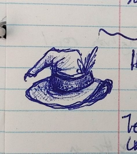 Ball Point Pen Art Doodles, Witch Hat Sketch, Witch Hat Drawing Reference, Witch Hat Doodle, Drawing With Ball Pen, Ball Point Pen Sketches, Witches Hat Doodle, Sketch Classroom, Witch Doodles