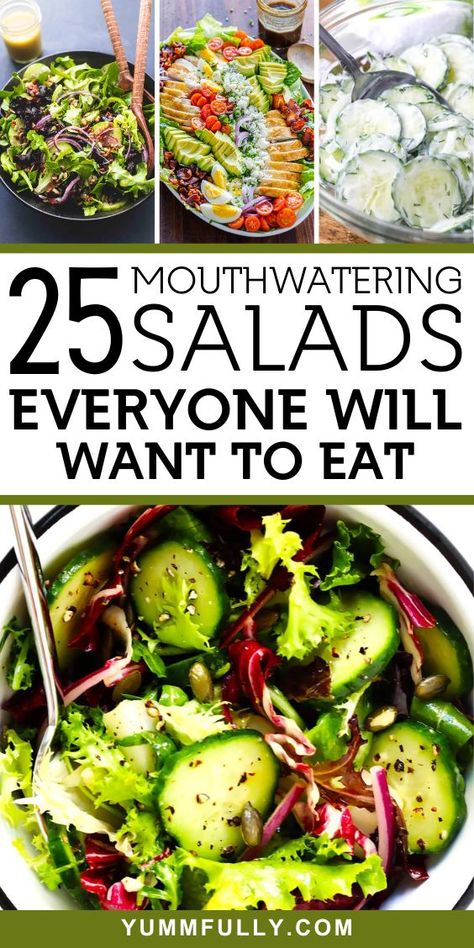 Step into the healthy world of leafy greens, colorful produce, and crisp freshness with these 25 salad recipes that promise to redefine your idea of salads. From refreshing summer mixes Salads That Arent Boring, Green Salad With Chicken Recipes, Salads To Make At Home, Chopped Green Salad Recipes, Green Tossed Salad Recipes, Pretty Salads Presentation, Whole Food Salad Recipes, Best Make Ahead Salads, Simple Lunch Salads