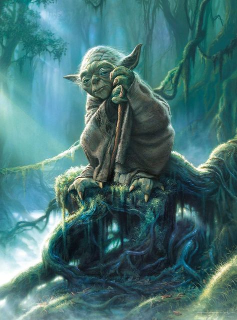 Star Wars Fine Art, Painted Christmas Gifts, Illustration Kunst, Master Yoda, Star Wars Games, Hal Decor, Star Wars Yoda, Thomas Kinkade, Art Et Illustration