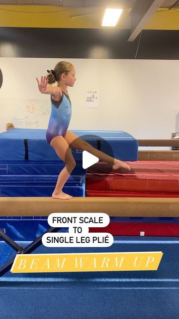 Amber Orr on Instagram: "Beam Warm Up! 1. Suitcase Carry challenges balance by offloading the weight. Start with flat feet and work up to relevé. Remember you can always go up in weight, so start light! This is 10 lbs 2. Front Scale to single leg Plié This is the first of several progressions working up to a cabriole which will strengthen balance, stability (think about all our single leg take offs and landings), form and presentation. 3. Assisted press to handstand increase or decrease the incline based on the needs of your gymnast! We will alternate this warm up with one other for about a month before changing it up. Stay tuned for warm up #2" Balance Beam Gymnastics, Beam Drills Gymnastics, Press To Handstand, Gymnastics Warm Ups, Gymnastics Handstand, Gymnastics Balance Beam, Gymnastics Lessons, Gymnastics Drills, Gymnastics Beam