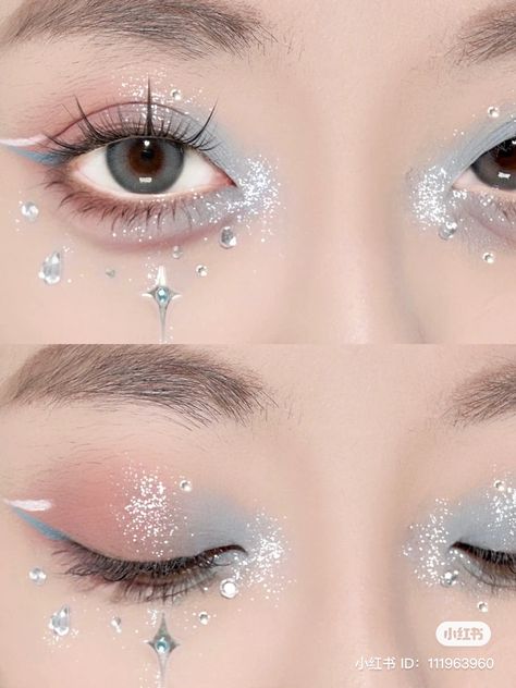 Seventeen Makeup, Aesthetic Eye Makeup, Festival Eye Makeup, Seventeen Concert, Aesthetic Eye, Pop Makeup, Makeup Charts, Concert Makeup, Cute Eye Makeup