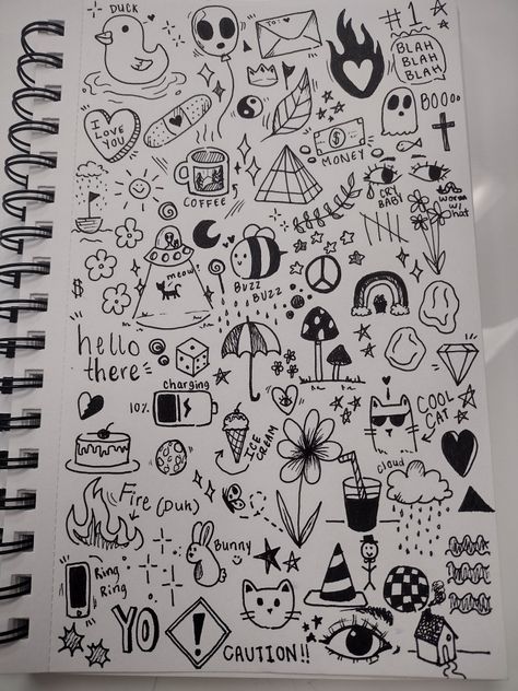 Ideas For Drawing Easy, Sketch Notes Doodles, Black Pen Drawing, Ideas For Drawing, Notebook Doodles, Notebook Drawing, Hand Doodles, Drawing Ideas Easy, Note Doodles