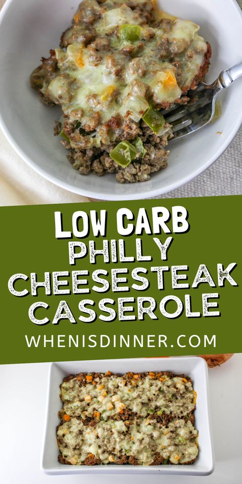 Trim Healthy Mama Recipes Dinner, Philly Cheesesteak Casserole, Cheesesteak Casserole, Trim Healthy Mama Recipe, Healthy Casserole Recipes, Low Carb Casseroles, Easy Meatloaf, Healthy Casseroles, Ground Beef Recipes For Dinner