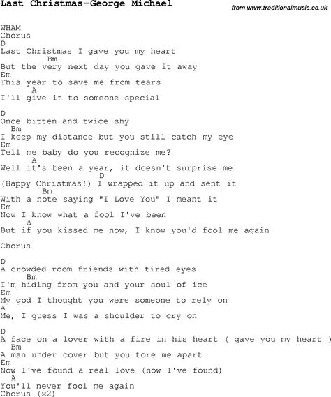 Last Christmas Lyrics Wallpaper, Last Christmas Guitar Chords, Christmas Guitar Songs, Last Christmas Lyrics, Christmas Ukulele Songs, Christmas Chords, Chords For Guitar, Christmas Ukulele, Christmas Carols Lyrics