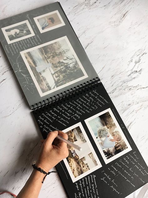 Photo Album Ideas, Polaroid Photo Album, Travel Photo Album, Personalized Photo Albums, Desain Buklet, Album Ideas, Photo Album Diy, Birthday Scrapbook, Scrapbook Book