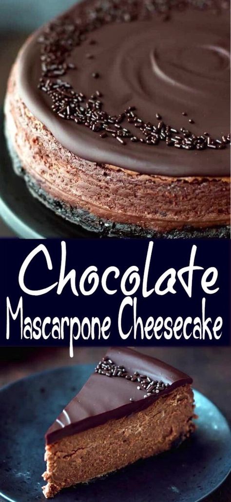 Chocolate Mascarpone Cheesecake Recipe Chocolate Ganache Topping, Mascarpone Cheesecake, Chocolate Mascarpone, Chocolate Cookie Crust, Mascarpone Filling, Mascarpone Recipes, Impressive Dessert, Chocolate Cheesecake Recipes, Impressive Desserts