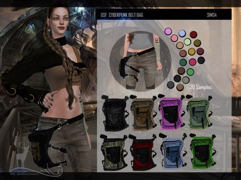 DanSimsFantasy's DSF CYBERPUNK BELT BAG Fantasy Apocalypse, Apocalypse Clothing, Zombie Apocalypse Outfit, Sims 4 Cc Folder, Sims 4 Dresses, Sims4 Clothes, Leg Bag, Sims 4 Mods Clothes, Sims 4 Cas