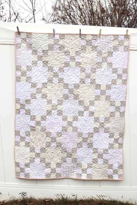 Irish Chain Nine-Patch Quilt Tutorial - Diary of a Quilter - a quilt blog Irish Chain Quilt Block, Lattice Quilt Pattern Free, Chain Quilt Patterns, Single Irish Chain Quilt, Neutral Colored Quilt, Neutral Quilts, Double Irish Chain Quilt, Irish Chain Quilt Pattern, Irish Quilt