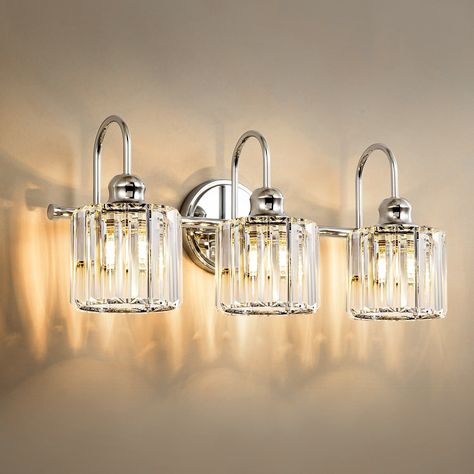 Bathroom Light Shades, Crystal Vanity, Luxury Wall Lights, Crystal Bathroom, Hotel Hallway, Entryway Lighting, Contemporary Vanity, Vanity Light Fixtures, Custom Bathroom