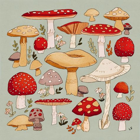 Cottagecore Drawing, Cottagecore Painting, Mushroom Core, Cottage Core Art, Fairy Tea Parties, Cottagecore Art, Mushroom Drawing, Autumn Illustration, Cottage Art