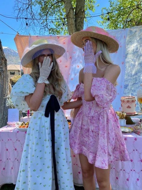 Pink Dress Tea Party, Formal Picnic Outfit, Aesthetic Tea Party Outfit, Tea Party Outfit Inspiration, Derby Tea Party Outfit, Tea Party Dress Aesthetic, Tea Party Dress Short, Tea Party Outfit With Gloves, Fairy Tea Party Aesthetic Outfit