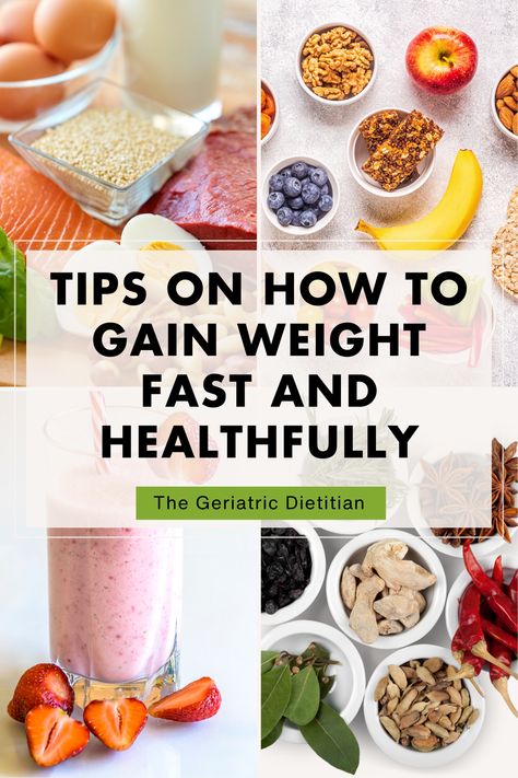 Tips on How to Gain Weight Fast and Healthfully. Collage of high protein foods, snacks, strawberry shake, and herbs and spices. How To Gain Good Weight Healthy, Weight Gaining Meals For Women, Healthy Foods To Gain Weight For Women, Gain 10 Pounds In A Week, Protein To Gain Weight For Women, Healthy Food For Weight Gaining, Healthy Weight Gaining Dinner Recipes, Best Way To Gain Weight For Women, Meal Plan For Gaining Weight For Women